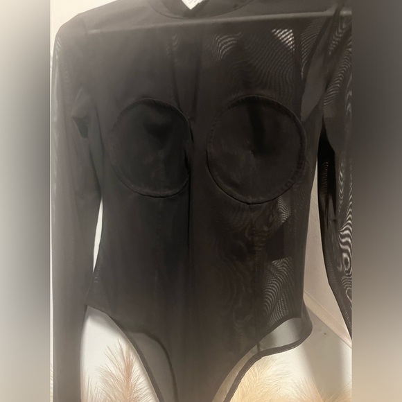 & Other Stories Black Sheer Long Sleeve Bodysuit - Picture 4 of 6